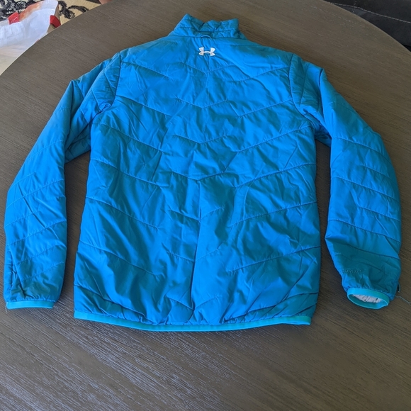 Girls Dual Layer Under Armour Infrared Loose Blue Puffer Down Coats - Picture 7 of 12